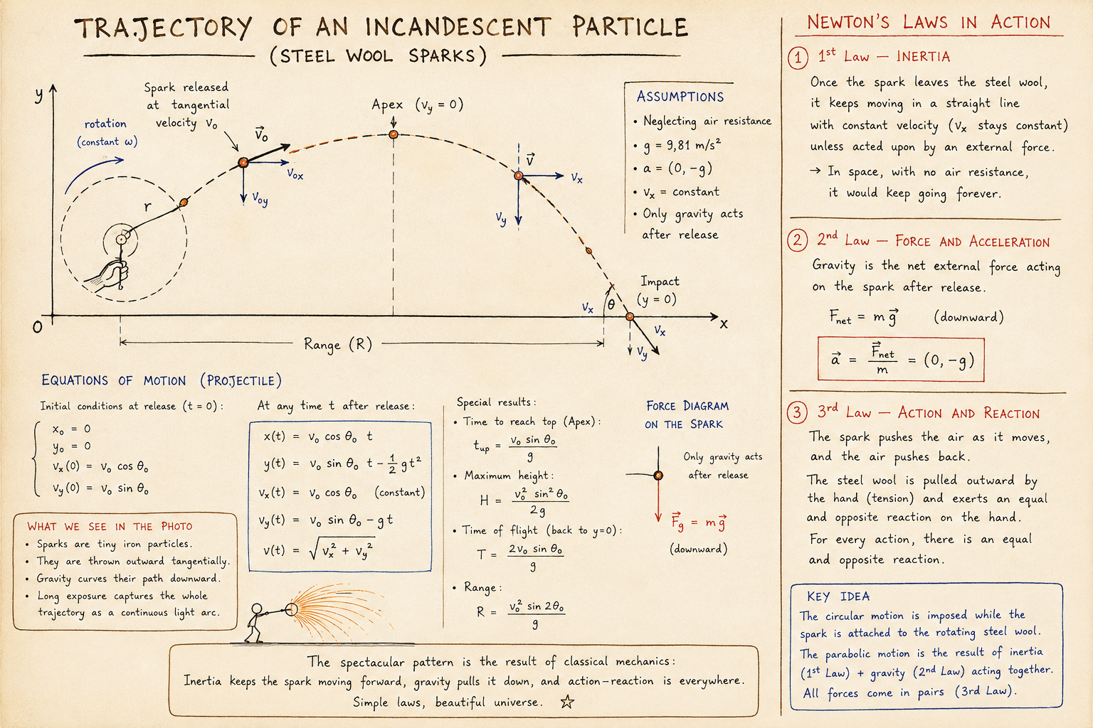 Newton laws and particle motion